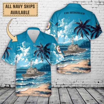 uss fitzgerald ddg 62art print pocket hawaiian shirt sqbss