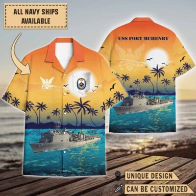 uss fort mchenry lsd 43sunset hawaiian shirt y4al8