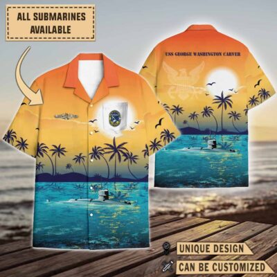 uss george washington carver ssbn 656sunset hawaiian shirt z3suw