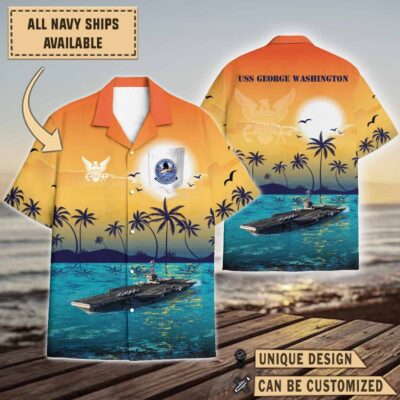 uss george washington cvn 73sunset hawaiian shirt khc1z