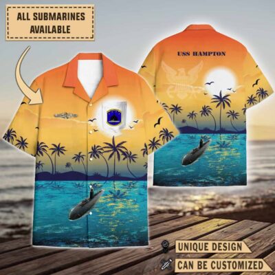 uss hampton ssn 767sunset hawaiian shirt a3a64