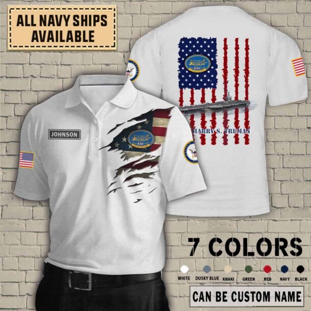 uss harry s truman cvn 75quarter zip hoodie aop polo tshirt dc1l9