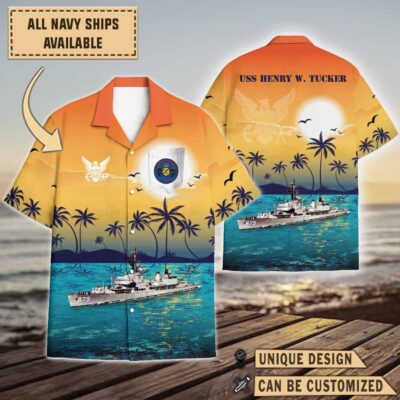 uss henry w tucker dd 875sunset hawaiian shirt 96z1s
