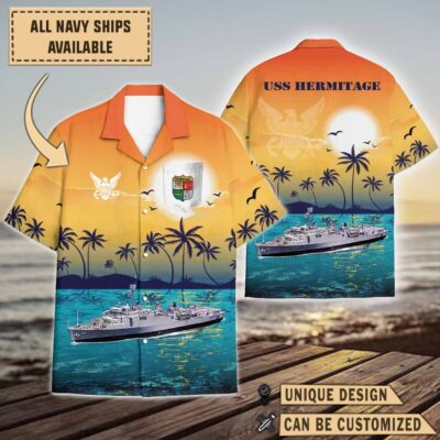 uss hermitage lsd 34sunset hawaiian shirt bv79x