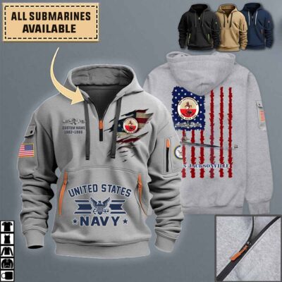 uss jacksonville ssn 699quarter zip hoodie aop polo tshirt gjl12