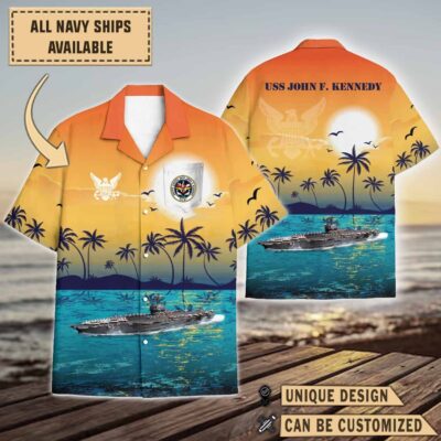 uss john f kennedy cv 67sunset hawaiian shirt 218ob
