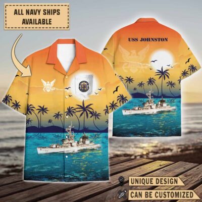 uss johnston dd 821sunset hawaiian shirt mbevg