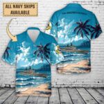 uss josephus daniels dlg 27art print pocket hawaiian shirt onhyd