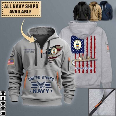 uss kinkaid dd 965quarter zip hoodie aop polo tshirt 504sk