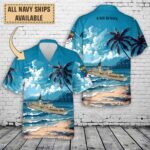 uss knox deff 1052art print pocket hawaiian shirt b3i3y