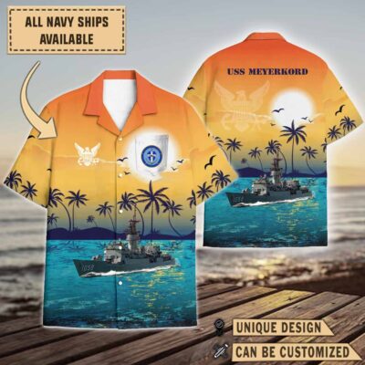 uss meyerkord ff 1058sunset hawaiian shirt ge6f7