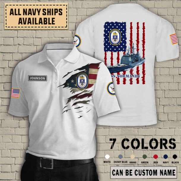 uss normandy cg 60quarter zip hoodie aop polo tshirt g8y5i