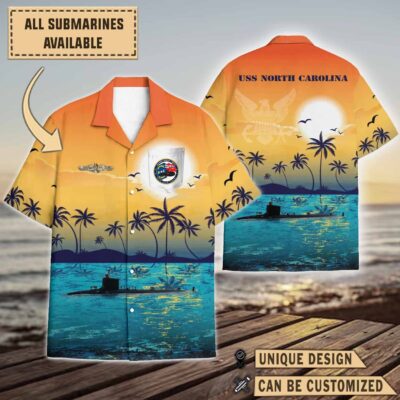 uss north carolina ssn 777sunset hawaiian shirt 5pp4f