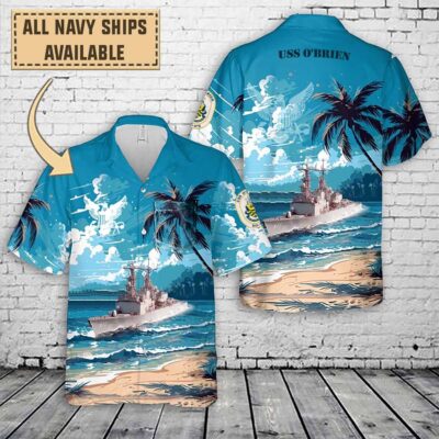 uss obrien dd 975art print pocket hawaiian shirt gj851
