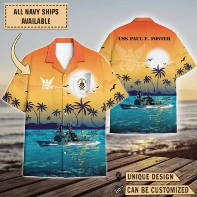 uss paul f foster dd 964sunset hawaiian shirt k5us0