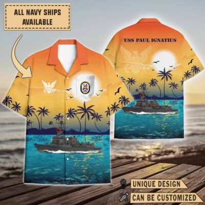 uss paul ignatius ddg 117sunset hawaiian shirt oundh