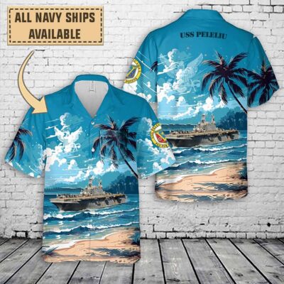 uss peleliu lha 5art print pocket hawaiian shirt 2w1u3