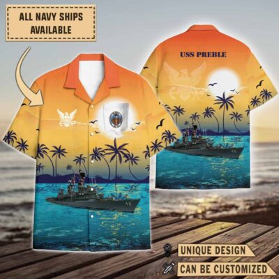 uss preble ddg 46sunset hawaiian shirt pil26