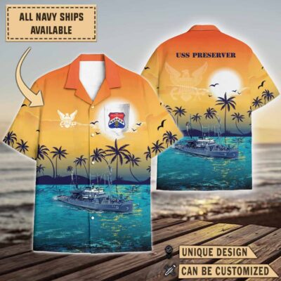uss preserver ars 8sunset hawaiian shirt x7xwf