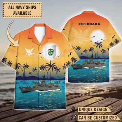uss roark ff 1053sunset hawaiian shirt ehpi5