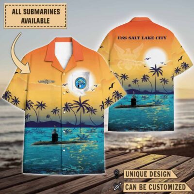 uss salt lake city ssn 716sunset hawaiian shirt dijqk