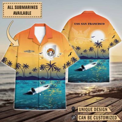 uss san francisco ssn 711sunset hawaiian shirt y2qkw