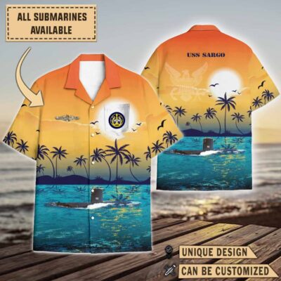 uss sargo ssn 583sunset hawaiian shirt gkh1t