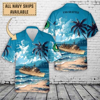 uss seattle aoe 3art print pocket hawaiian shirt j8cja