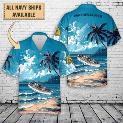 uss shenandoah ad 26art print pocket hawaiian shirt a18ln