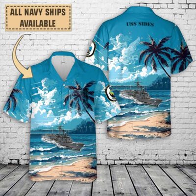uss sides ffg 14art print pocket hawaiian shirt mjt7q
