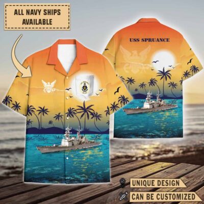 uss spruance dd 963sunset hawaiian shirt uism7