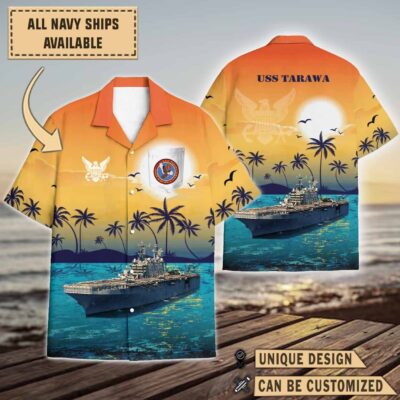 uss tarawa lha 1sunset hawaiian shirt cu7yo