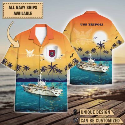 uss tripoli lph 10sunset hawaiian shirt 7tv21