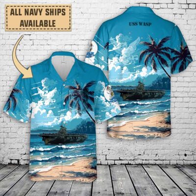 uss wasp cv 7art print pocket hawaiian shirt t36sx