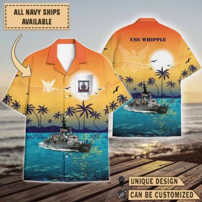 uss whipple deff 1062sunset hawaiian shirt x68wn