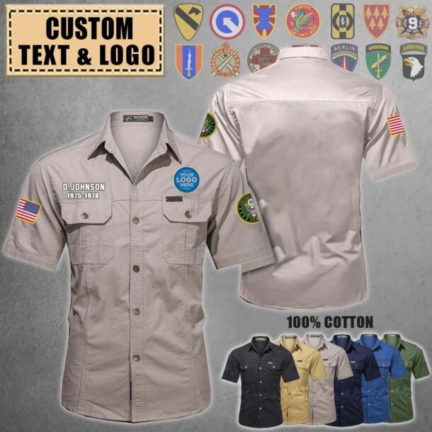 2 Custom US Army Units Cotton Cargo Shirt