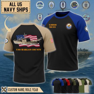 uss harlan county lst 1196raglan tshirt1 box9r