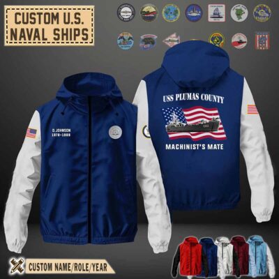 uss plumas county lst 1083flag windbreaker jackets1 7opvc