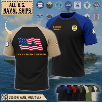 uss richard b russell ssn 687raglan tshirt1 v88hz