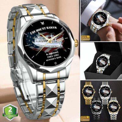 uss mount baker ae 34stainless steel watch uyhln