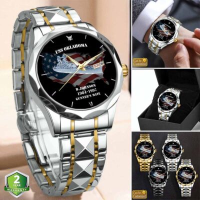 uss oklahoma bb 37stainless steel watch qwnay