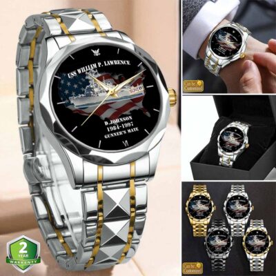 uss william p lawrence ddg 110stainless steel watch 77c7o
