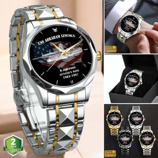 USS Abraham Lincoln CVN 72 Stainless Steel Watch