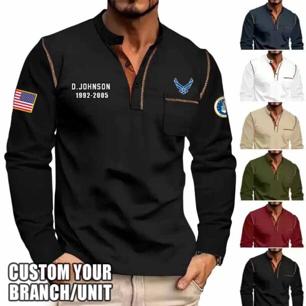 custom us branches long sleeve stand casual shirt 5 min 1pojo