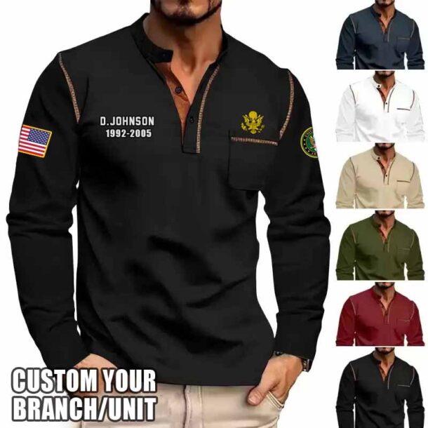 custom us branches long sleeve stand casual shirt 6 min 0ws1y