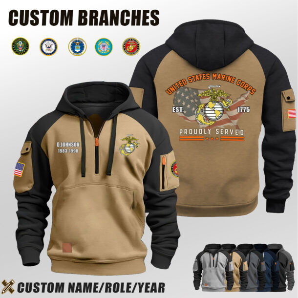 Custom US Branches Half Zip Hoodie 4