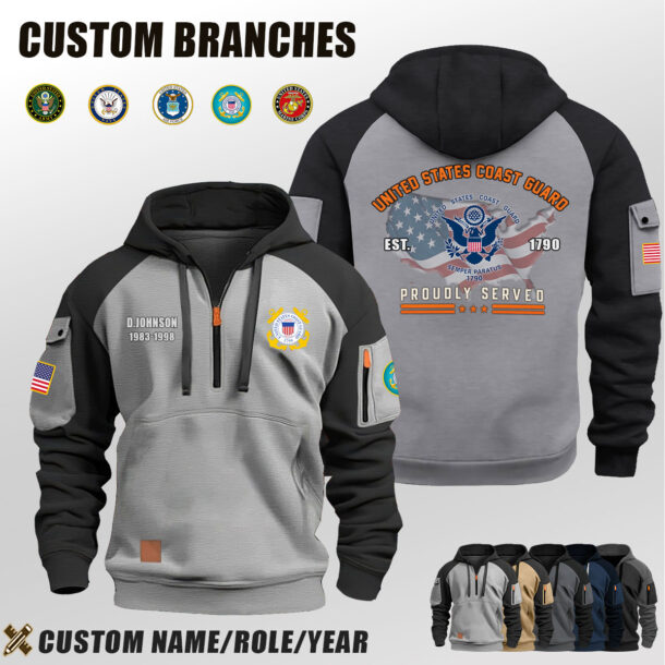 Custom US Branches Half Zip Hoodie 5