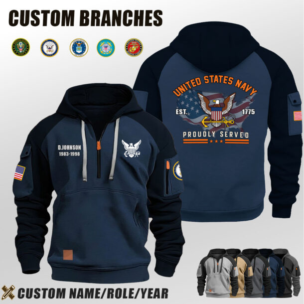 Custom US Branches Halfzip Hoodie 1