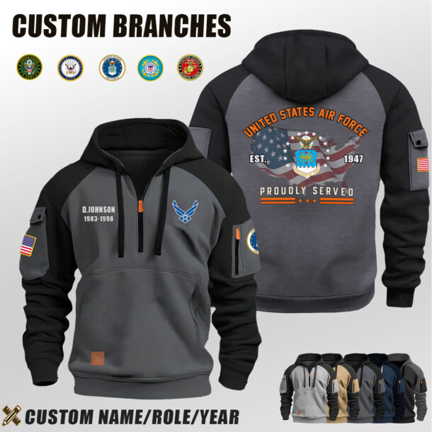 Custom US Branches Halfzip Hoodie 2
