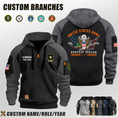 Custom US Branches Halfzip Hoodie0